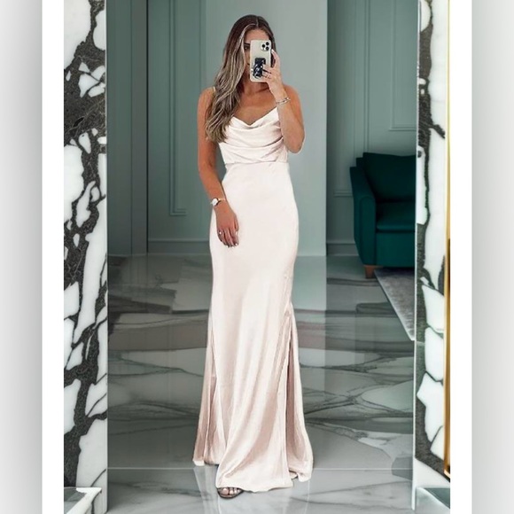 NEW IN BAG Blue Satin Bridesmaid Dress - Picture 1 of 6